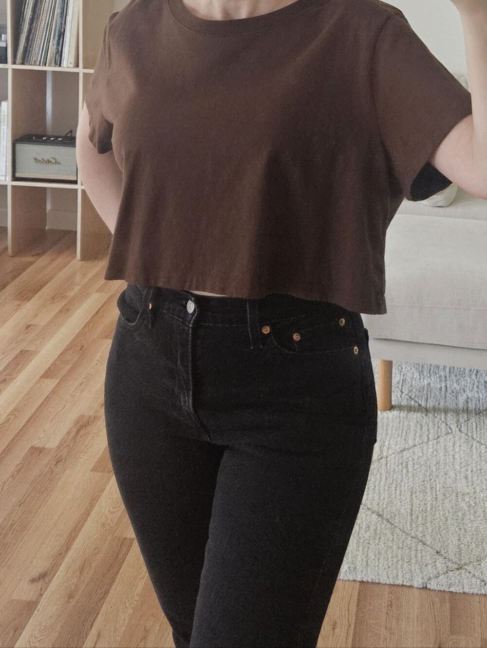 uo brown boxy crop best friend tee 90s y2k grunge boho cottage indie urban top